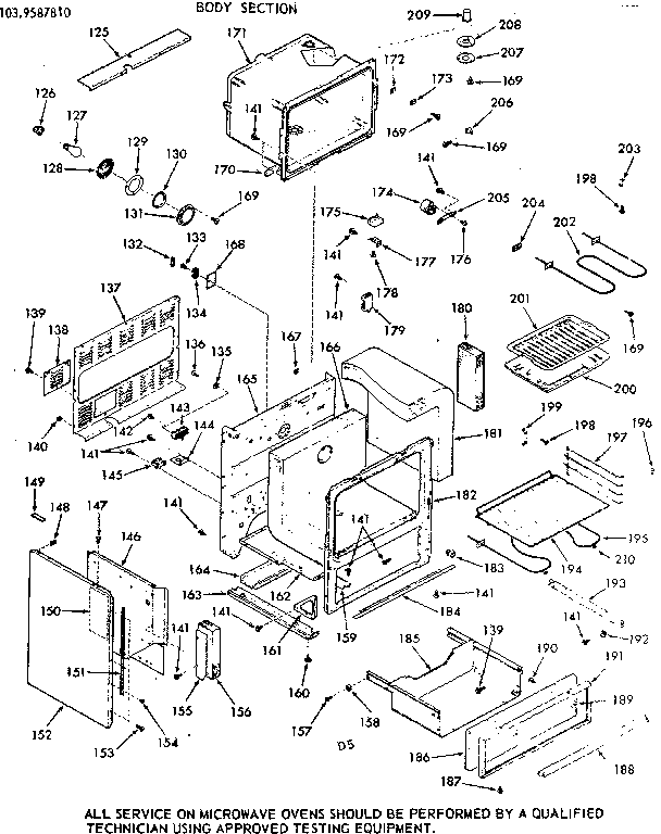 Kenmore 1039587810 body section diagram