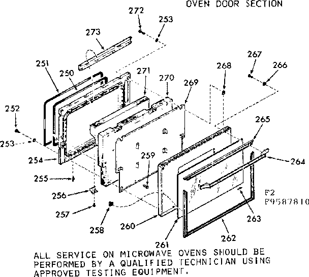 Kenmore 1039587810 oven door section diagram