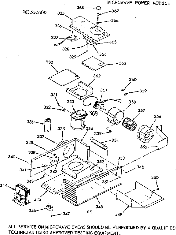 Kenmore 1039587810 microwave power module diagram