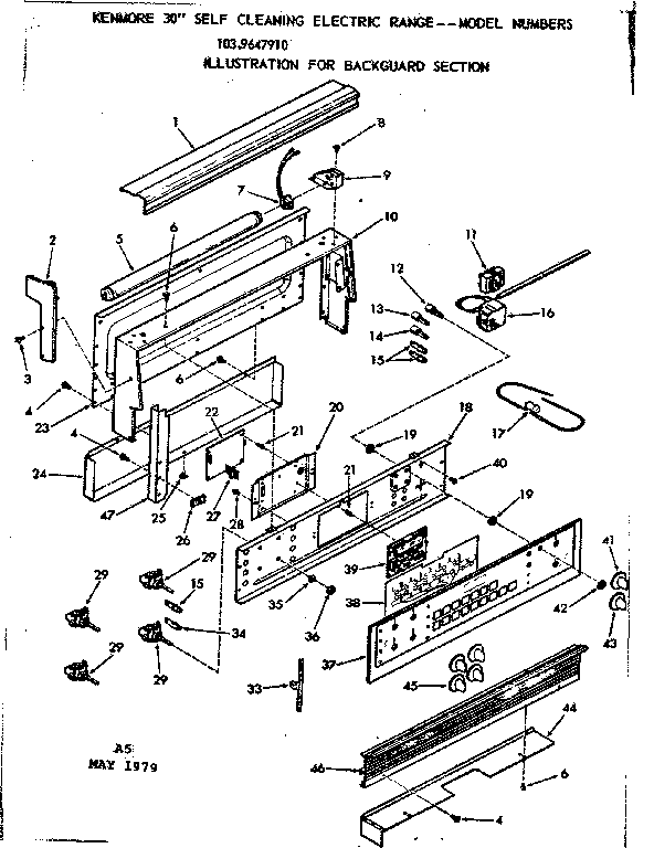 Kenmore 1039647910 backguard section diagram