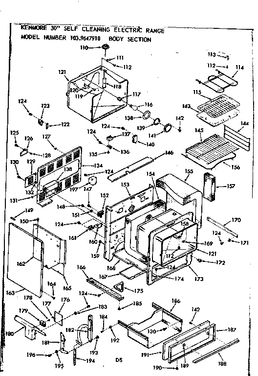 Kenmore 1039647910 body section diagram