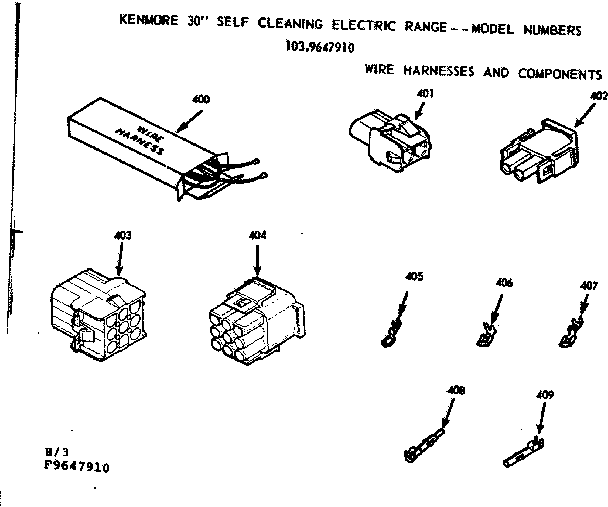 Kenmore 1039647910 wire harness and components diagram