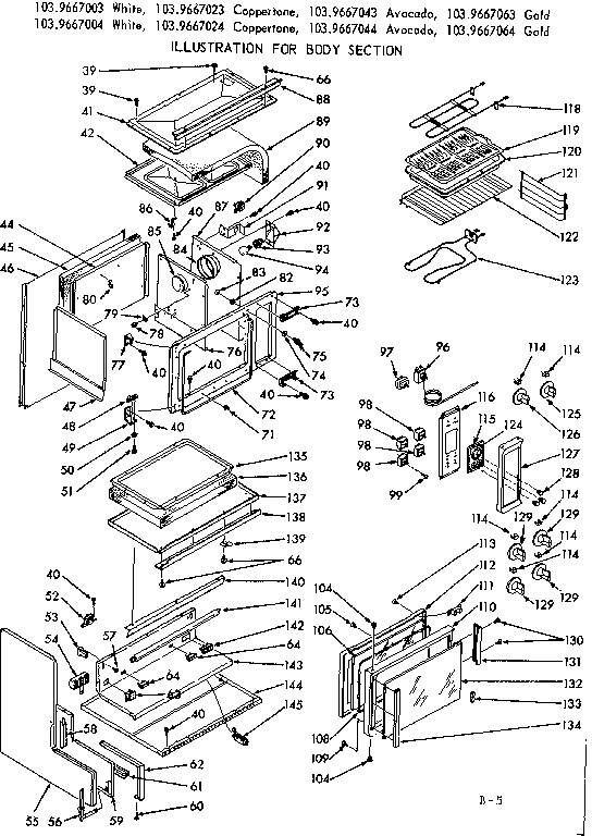 Kenmore 1039667024 body section diagram
