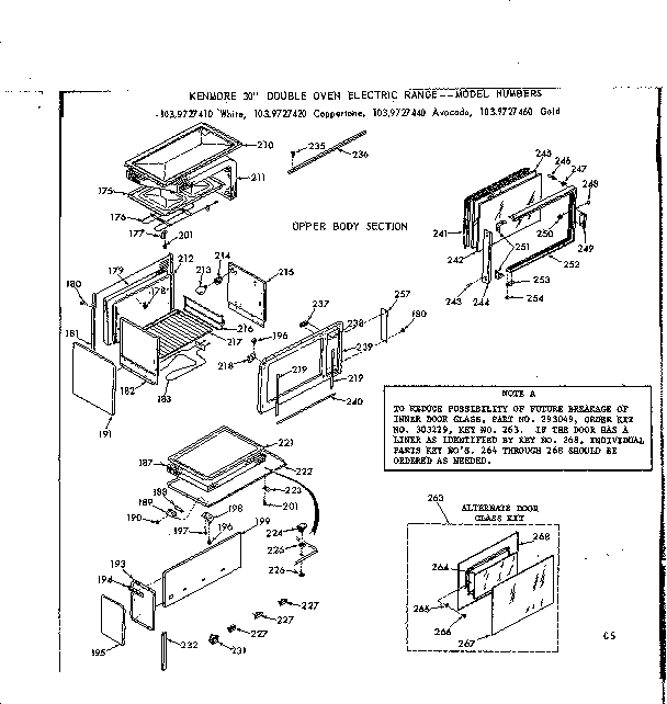 Kenmore 1039727420 upper body section diagram