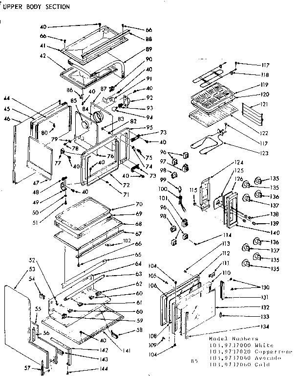 Kenmore 1039737040 upper body section diagram