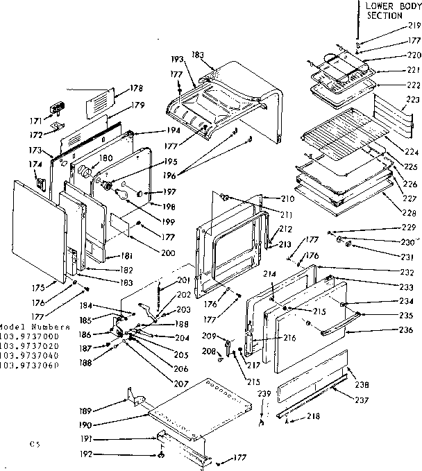 Kenmore 1039737040 lower body section diagram