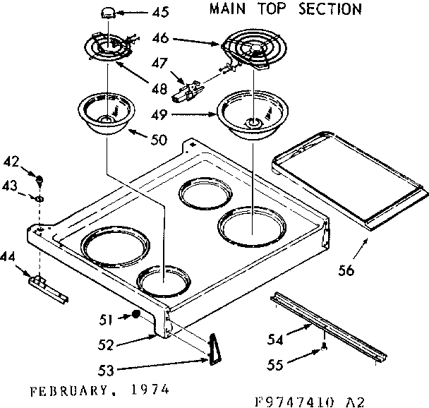 Kenmore 1039747460 main top section diagram
