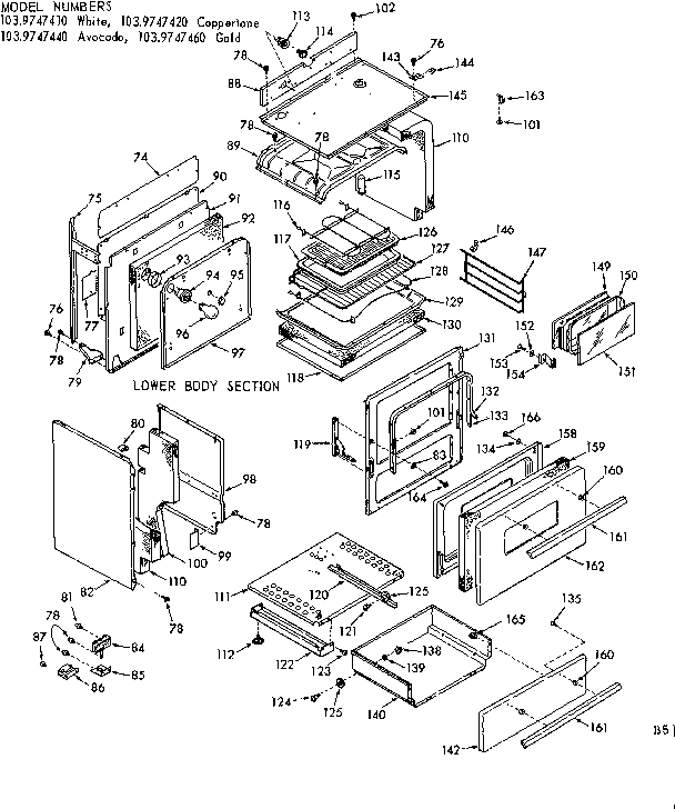 Kenmore 1039747460 lower body section diagram