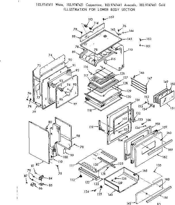 Kenmore 1039747411 lower body section diagram