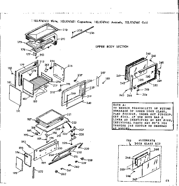 Kenmore 1039747411 upper body section diagram