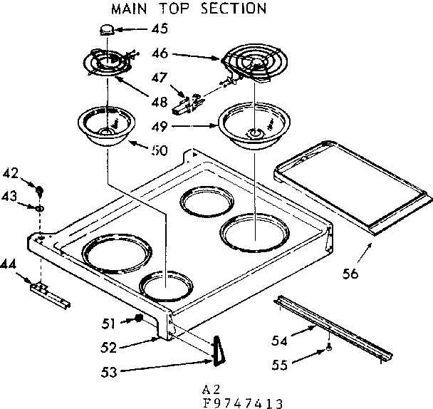 Kenmore 1039747423 main top section diagram
