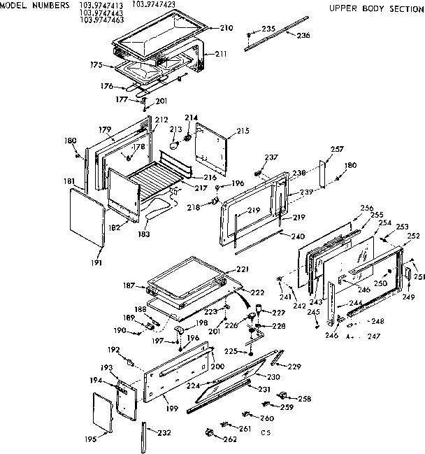 Kenmore 1039747423 upper body section diagram