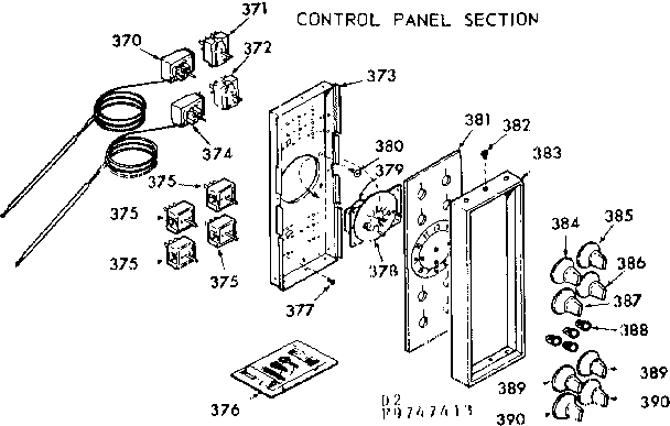 Kenmore 1039747423 control panel section diagram