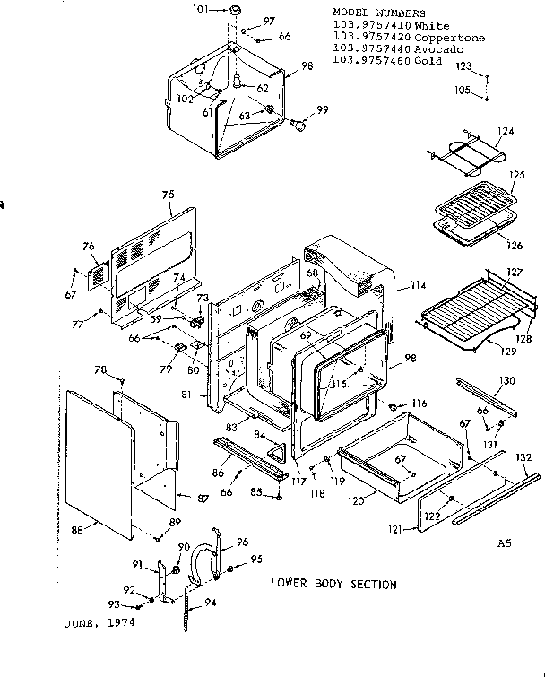 Kenmore 1039757460 lower body section diagram