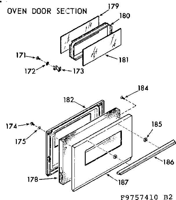 Kenmore 1039757460 oven door section diagram