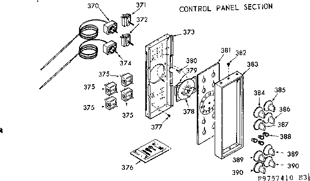 Kenmore 1039757460 control panel section diagram