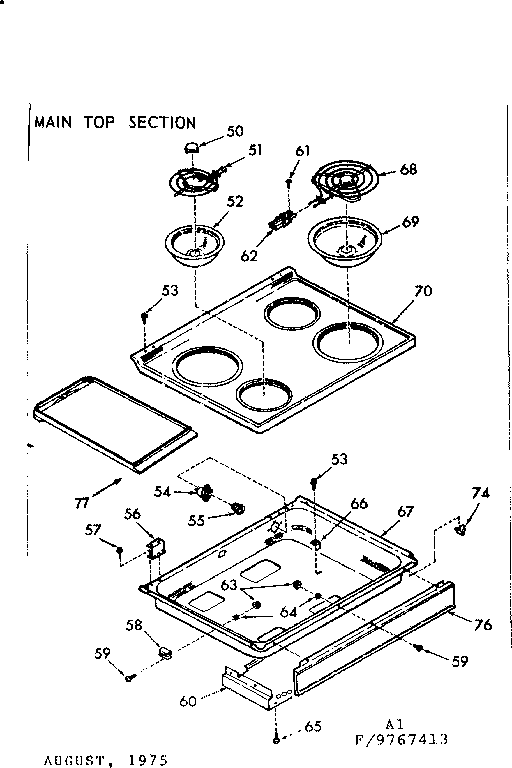 Kenmore 1039767463 main top section diagram