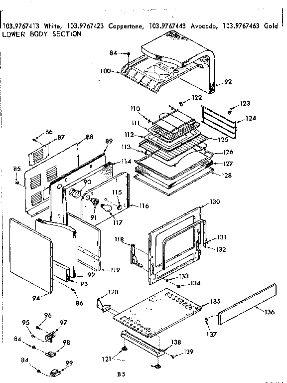 Kenmore 1039767463 lower body section diagram