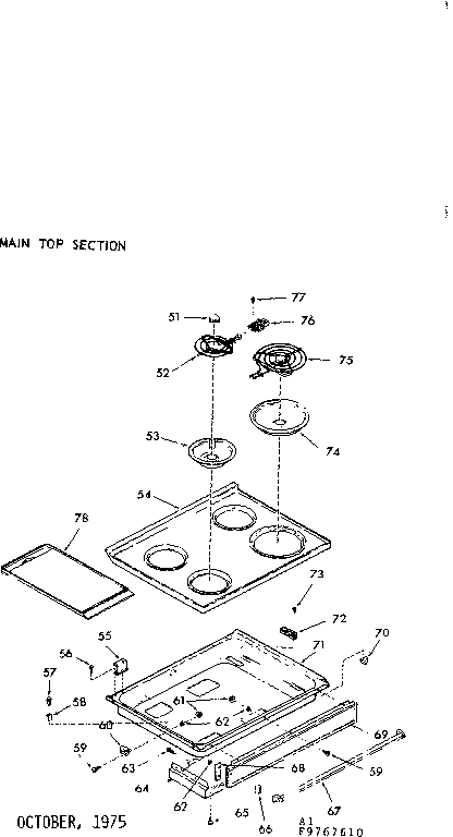 Kenmore 1039767660 main top section diagram