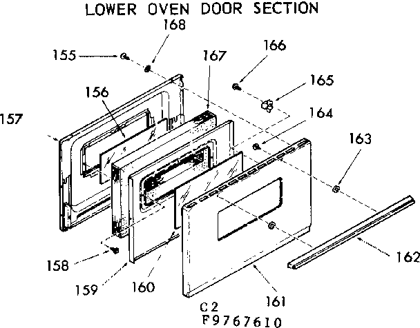 Kenmore 1039767660 lower oven door section diagram