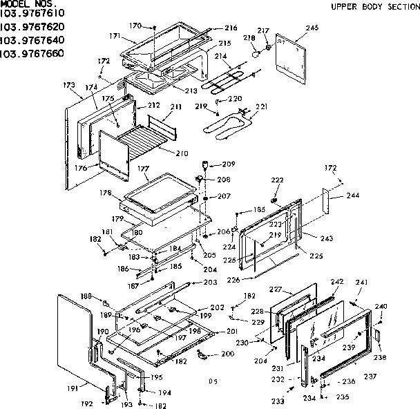Kenmore 1039767660 upper body section diagram