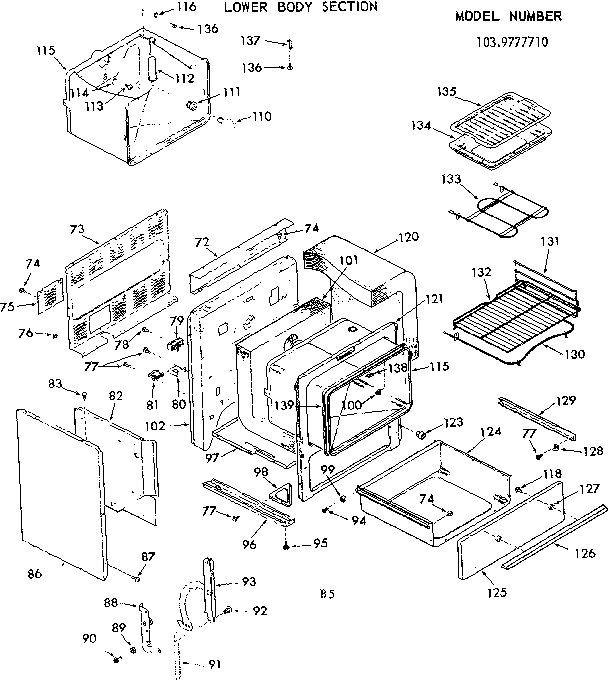 Kenmore 1039777710 lower body section diagram