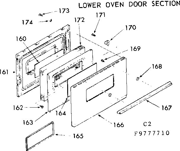 Kenmore 1039777710 lower oven door section diagram