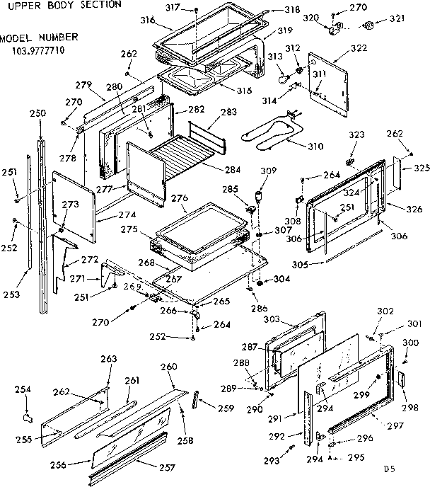Kenmore 1039777710 upper body section diagram