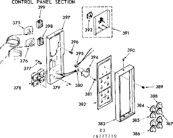 Kenmore 1039777710 control panel section diagram