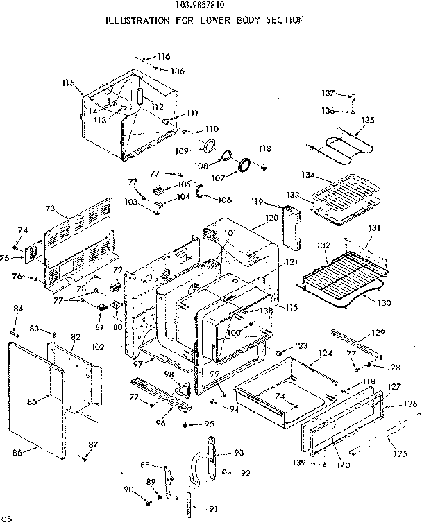 Kenmore 1039857810 lower body section diagram