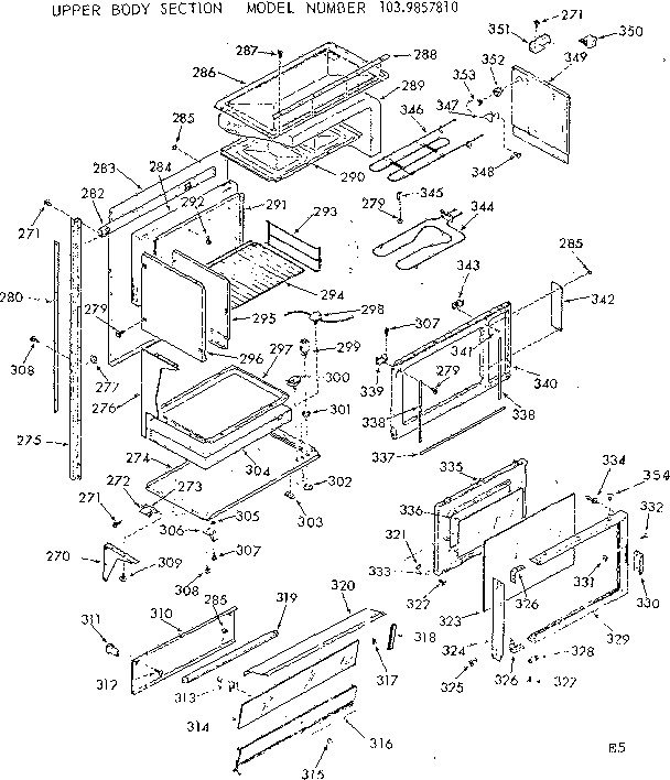 Kenmore 1039857810 upper body section diagram