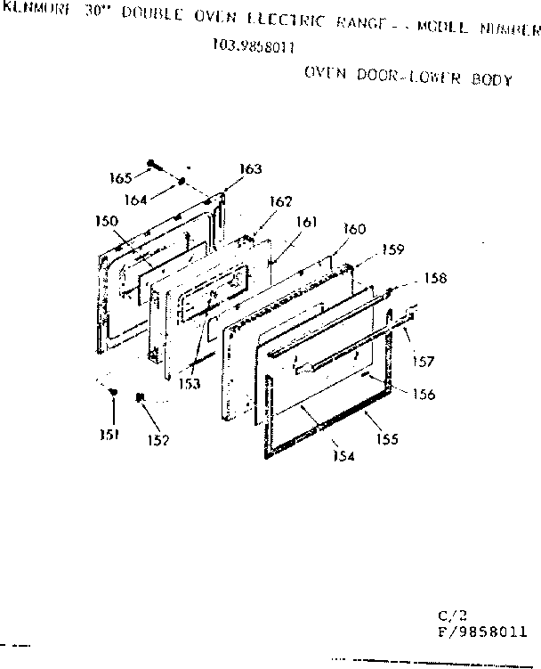 Kenmore 1039858011 oven door-lower body diagram