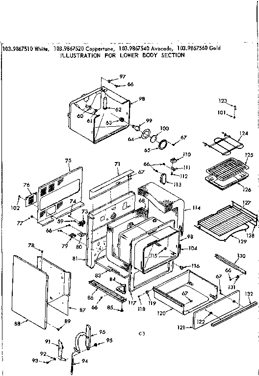 Kenmore 1039867560 lower body section diagram
