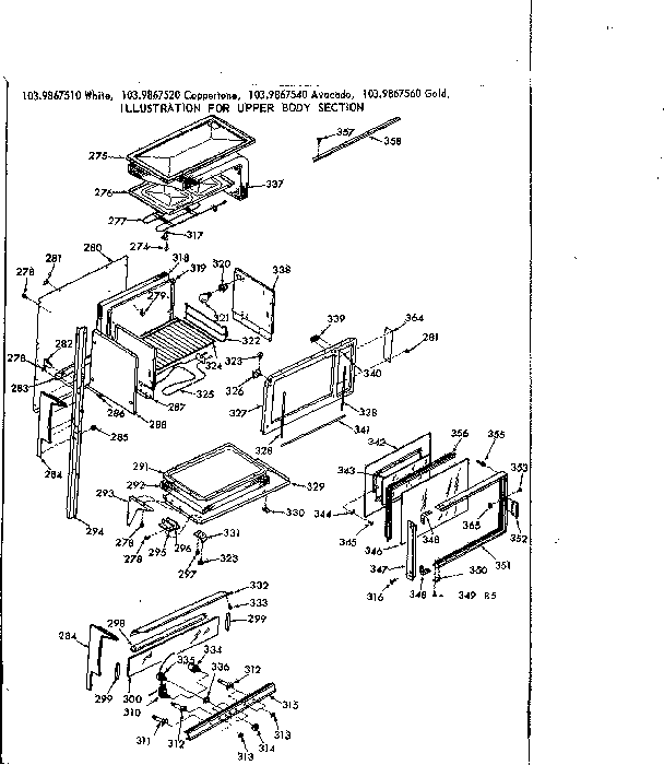 Kenmore 1039867560 upper body section diagram
