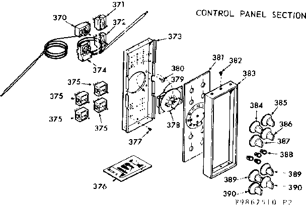Kenmore 1039867560 control panel section diagram