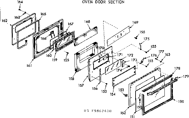 Kenmore 1039867620 oven door section diagram