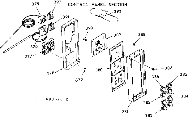 Kenmore 1039867620 control panel section diagram