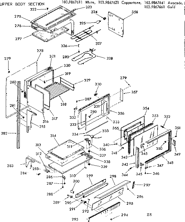 Kenmore 1039867611 upper body section diagram