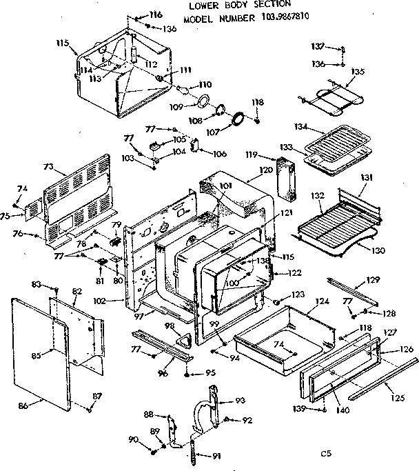 Kenmore 1039867810 lower body section diagram
