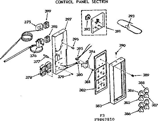 Kenmore 1039867810 control panel section diagram
