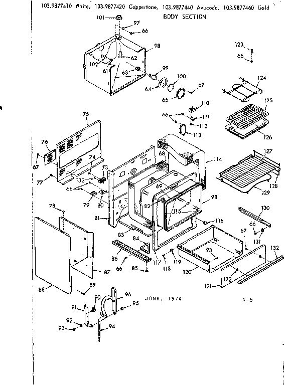 Kenmore 1039877420 body section diagram