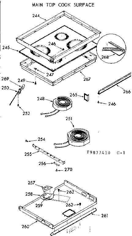 Kenmore 1039877420 main top cook surface diagram
