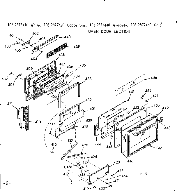 Kenmore 1039877420 oven door section diagram