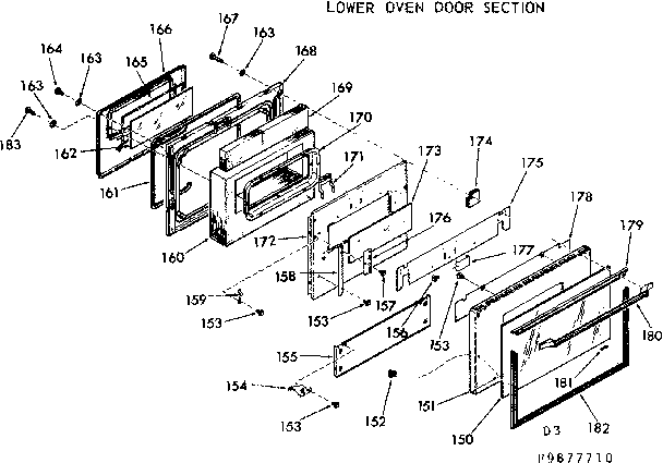 Kenmore 1039877710 lower oven door section diagram