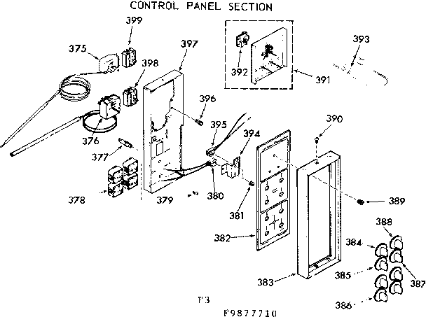 Kenmore 1039877710 control panel section diagram