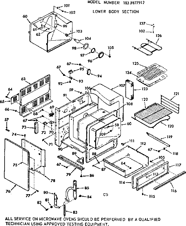Kenmore 1039877912 lower body section diagram