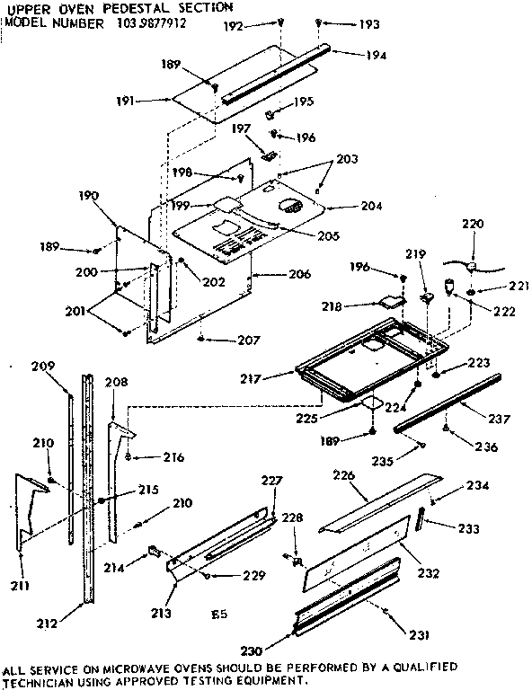 Kenmore 1039877912 upper oven pedestal section diagram