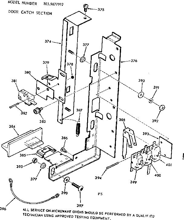 Kenmore 1039877912 door catch section diagram