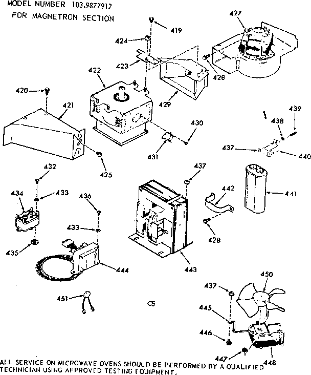 Kenmore 1039877912 magnetron section diagram