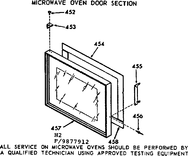 Kenmore 1039877912 microwave oven door section diagram